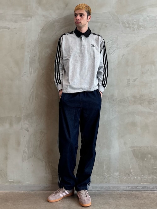adidasアディカラー ルーズ トラックパンツ デニム ストーン