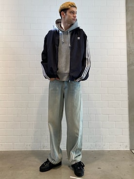 「アイテム（ナイロンジャケット）」を使った、JNさん（メンズ・195cm）の冬コーディネート