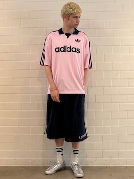「adidas（アディダス）のSAMBA OG W for Japan（シューズ、シルバー系）」を使った、JNさん（メンズ・195cm）の夏コーディネート