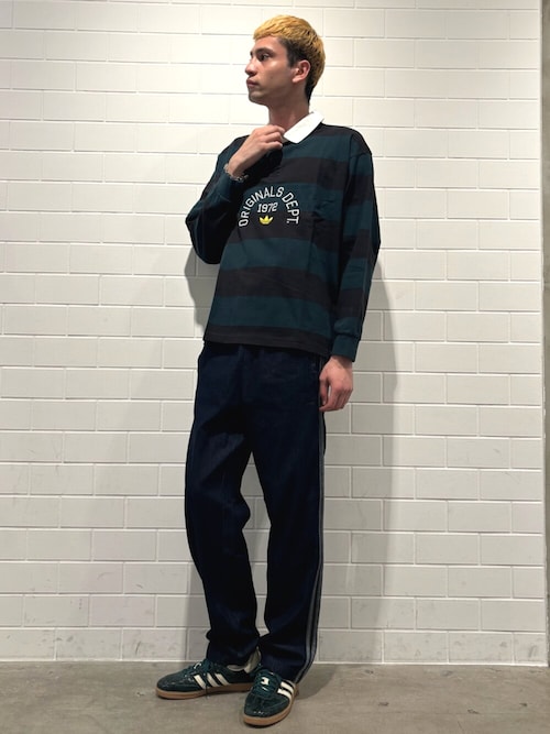 海外限定 adidas ルーズデニムパンツ ストライプ ブラック Mサイズ ルーズ デニムパンツ / アディダスオリジナルス adidas
