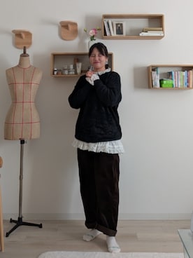 「アイテム（ヘアアクセサリー）」を使った、qxczkg0423さん（レディース・163cm）の冬コーディネート