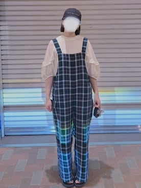 「アイテム（サロペット/オーバーオール）」を使った、qxczkg0423さん（レディース・163cm）の夏コーディネート