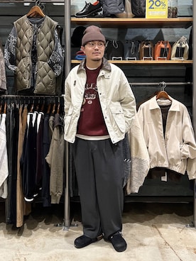 「アイテム（その他アウター、グリーン系）」を使った、ほりたくさん（メンズ・175cm）の秋コーディネート