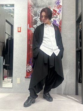 「REZEN（リゼン）のイレヘムサルエルパンツ（その他パンツ、ブラック系）」を使った、みちゅんさん（メンズ・162cm）の春コーディネート