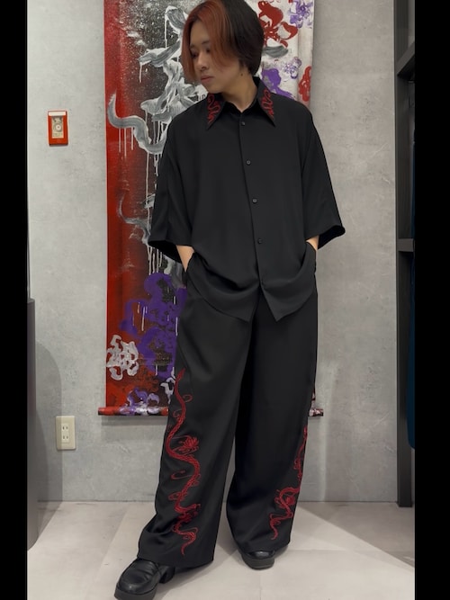 REZEN（リゼン） シャツ 半袖 蛇×蓮刺繍半袖シャツ メンズ : ZOZOTOWN