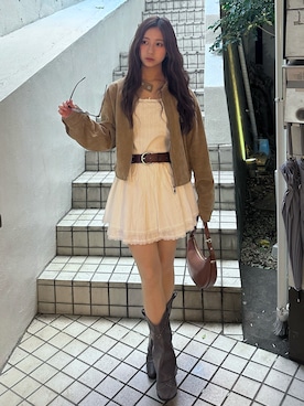 「アイテム（キャミソール）」を使った、KAANAさん（レディース・154cm）の秋コーディネート