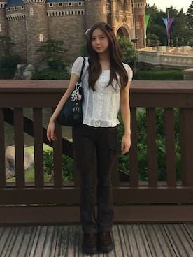 「アイテム（カーゴパンツ）」を使った、KAANAさん（レディース・154cm）の夏コーディネート