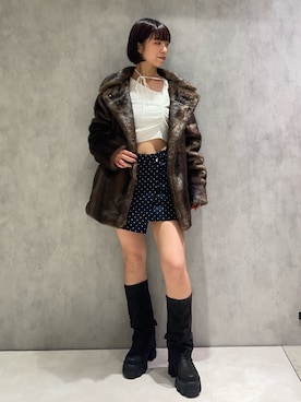 「EMODA（エモダ）のアイテム（ブーツ）」を使った、竹部美里さん（レディース・156cm）の秋コーディネート