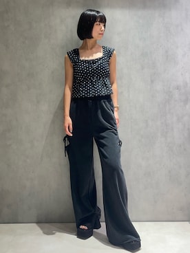 「EMODA（エモダ）のアイテム（タンクトップ）」を使った、竹部美里さん（レディース・156cm）の夏コーディネート