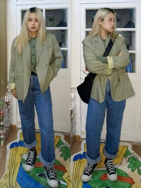 「UNIQLO（ユニクロ）のアイテム（デニムパンツ、ブルー系）」を使った、wawafrogyyyさん（レディース・168cm）の秋コーディネート