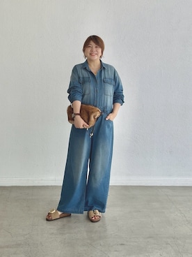 「アイテム（つなぎ/オールインワン）」を使った、yosshiiiiiiさん（レディース・165cm）の夏コーディネート