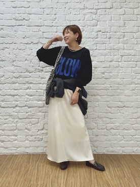「RIVE DROITE（リヴドロワ）の【Yossshiiii企画】GLOWカットオフスエット（秋服）（Tシャツ/カットソー、ブラック系）」を使った、yosshiiiiiiさん（レディース・165cm）の秋コーディネート