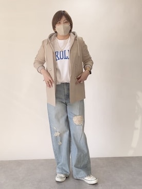 「いまどきジャケット写真」｜「アイテム（パーカー）」を使った、yosshiiiiiiさん（レディース・165cm）の春コーディネート