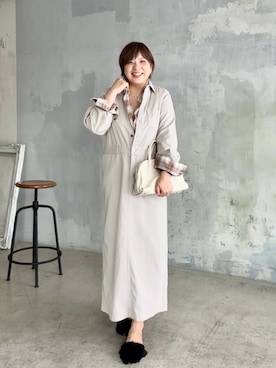 「アイテム（シャツワンピース）」を使った、yosshiiiiiiさん（レディース・165cm）の夏コーディネート