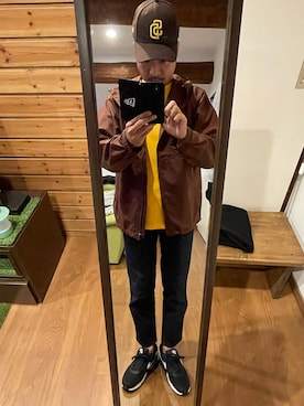 「アイテム（ナイロンジャケット、ブラウン系）」を使った、としさん（メンズ・167cm）の冬コーディネート