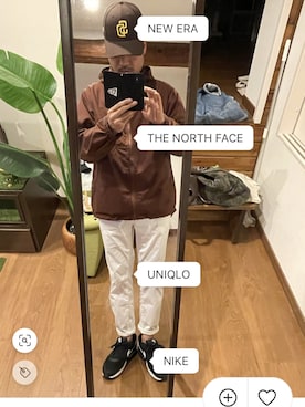 「アイテム（ナイロンジャケット、ブラウン系）」を使った、としさん（メンズ・167cm）の春コーディネート