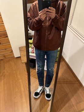 「アイテム（ナイロンジャケット、ブラウン系）」を使った、としさん（メンズ・167cm）の秋コーディネート