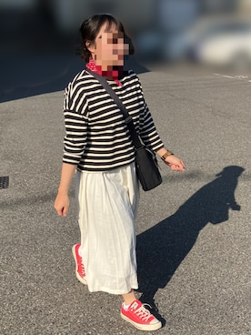 「アイテム（バンダナ/スカーフ）」を使った、maicccさん（レディース・158cm）の春コーディネート