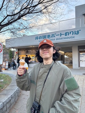 「softcream（ソフトクリーム）のアイテム」を使った、春日さん（メンズ・165cm）の冬コーディネート