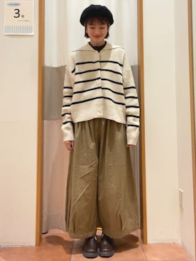 「ゆるニット」｜「アイテム（ハンチング/ベレー帽）」を使った、☺︎shizu☺︎さん（レディース・160cm）の秋コーディネート