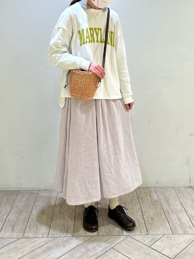 「ギンガムチェック」｜「アイテム（スカート、ピンク系）」を使った、sukoさん（レディース・163cm）の春コーディネート
