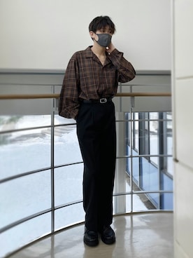 「ADRER（アドラー）の【ADRER】ドルマンスリーブオープンカラーシャツ（シャツ/ブラウス、ブラウン系）」を使った、TKCoordinateViewさん（メンズ・180cm）の冬コーディネート