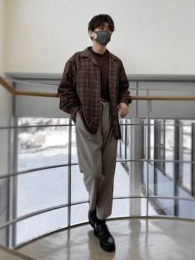 「ADRER（アドラー）の【ADRER】ドルマンスリーブオープンカラーシャツ（シャツ/ブラウス、ブラウン系）」を使った、TKCoordinateViewさん（メンズ・180cm）の冬コーディネート