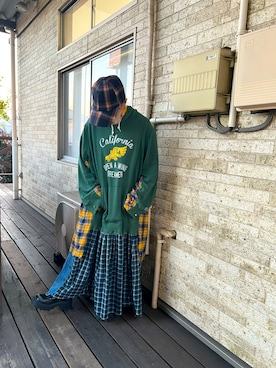 「アイテム（帽子）」を使った、savieさん（レディース・155cm・60代）の秋コーディネート