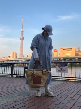 「NEWERA（ニューエラ）のアイテム」を使った、savieさん（レディース・155cm）の夏コーディネート