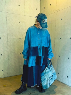 「アイテム（キャップ）」を使った、savieさん（レディース・155cm・60代）の秋コーディネート