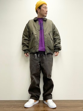 「アイテム（MA-1）」を使った、Chankeyさん（メンズ・168cm）の秋コーディネート