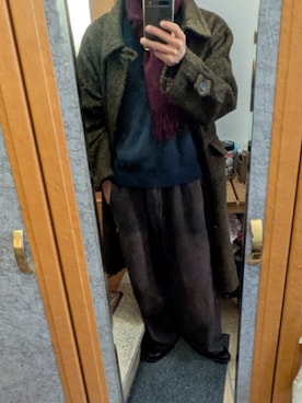 「アイテム（ステンカラーコート）」を使った、wajgさん（メンズ・175cm）の冬コーディネート