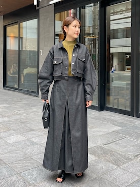 「カラー×コーデ」｜「アイテム（デニムジャケット）」を使った、sakiさん（レディース・160cm）の秋コーディネート