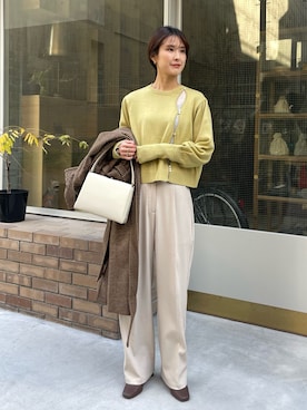 「PUBLIC TOKYO（パブリックトウキョウ）のアイテム（ステンカラーコート）」を使った、sakiさん（レディース・160cm）の冬コーディネート