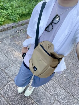 「GU（ジーユー）のアイテム（シャツ/ブラウス、ホワイト系）」を使った、shingen1234567さん（メンズ・188cm）の秋コーディネート