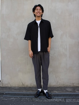 「アイテム（スリッポン）」を使った、Makotoさん（メンズ・180cm）の夏コーディネート