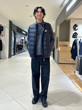 「アイテム（ダウンベスト）」を使った、Makotoさん（メンズ・180cm）の秋コーディネート