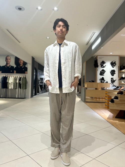 セール】【リネンライク 】ストライプ リラックスパンツ / ワイド