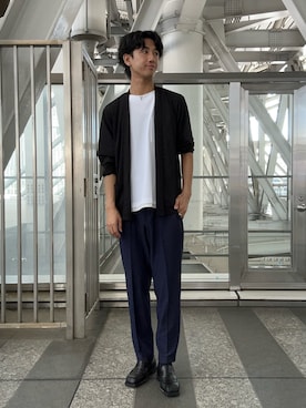 「アイテム（スリッポン）」を使った、Makotoさん（メンズ・180cm）の夏コーディネート