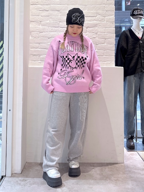 RHINESTONE CURSIVE LOGO SWEAT PANTS（スウェットパンツ）｜X-girl