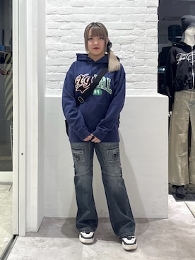 「アイテム（パーカー）」を使った、かのんさん（レディース・155cm）の秋コーディネート