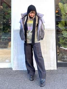 「アイテム（ナイロンジャケット）」を使った、かのんさん（レディース・155cm）の秋コーディネート