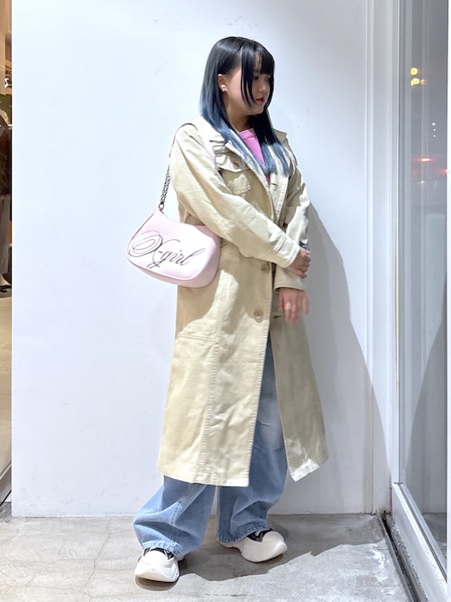 FADED STAND COLLAR LONG COAT（トレンチコート）｜X-girl（エックス