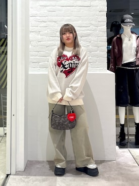 「X-girl（エックスガール）のアイテム」を使った、かのんさん（レディース・155cm）の秋コーディネート