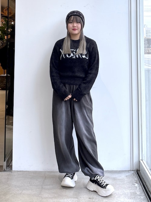 セール】LOGO JACQUARD SHAGGY KNIT TOP（ニット/セーター）｜X-girl