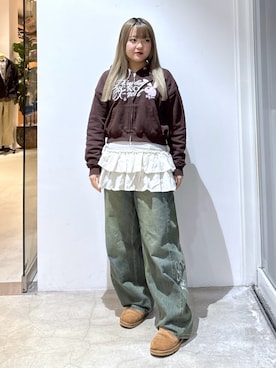 「PLAYBOY（プレイボーイ）のアイテム」を使った、かのんさん（レディース・155cm）の冬コーディネート