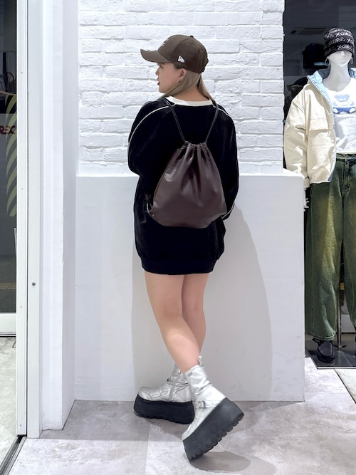 X-girl（エックスガール） ワンピース VELOUR GAME SHIRT DRESS