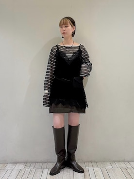 「KBF（ケイビーエフ）のアイテム（スカート）」を使った、misakiさん（レディース・160cm）の秋コーディネート