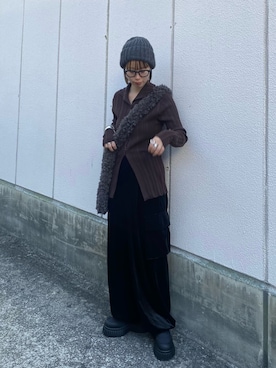 「アイテム（ニットキャップ/ビーニー）」を使った、misakiさん（レディース・160cm）の秋コーディネート