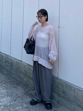 「アイテム（ボストンバッグ）」を使った、misakiさん（レディース・160cm）の秋コーディネート